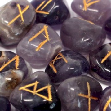 Magical amethyst runes stone +gift bag
